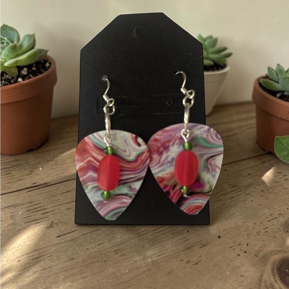Guitar pick earrings